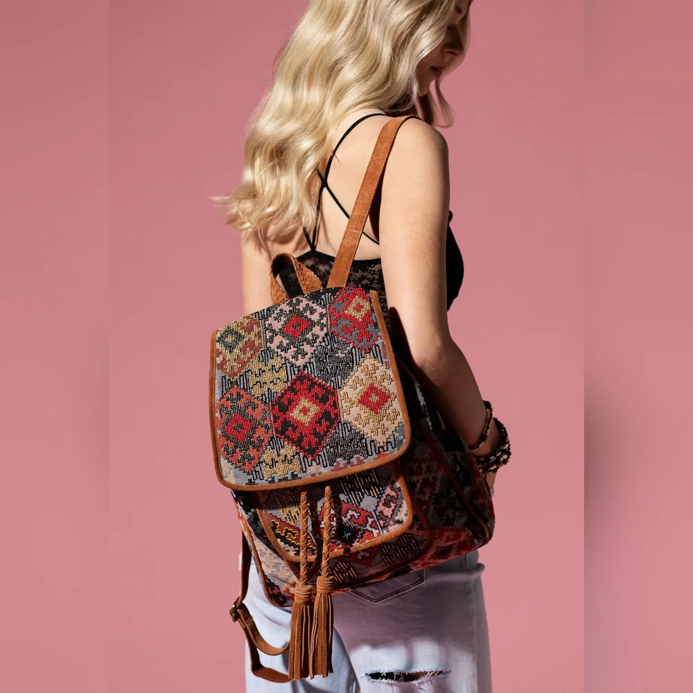Embroidered Backpack - Unique Artisan Embellished Ethnic Look -Fully Fine Cotton